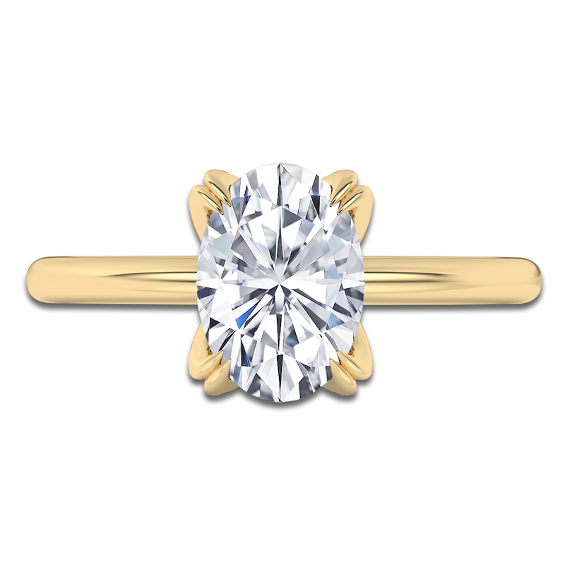 Main Image 3 of Certified Oval-Cut Diamond Solitaire Engagement Ring 2 ct tw 18K Yellow Gold (SI2/G)