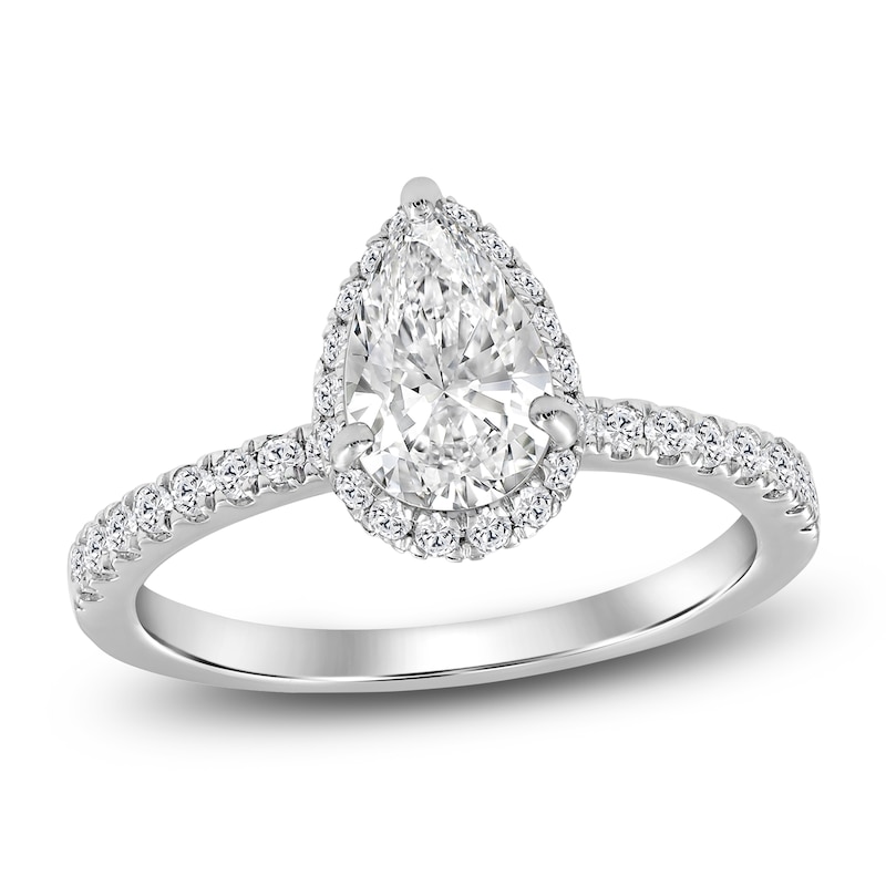 Pear-Shaped Lab-Grown Diamond Halo Engagement Ring -/2 ct tw Platinum