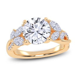 Round-Cut Lab-Grown Diamond Floral Engagement Ring 2-1/2 ct tw 14K Yellow Gold