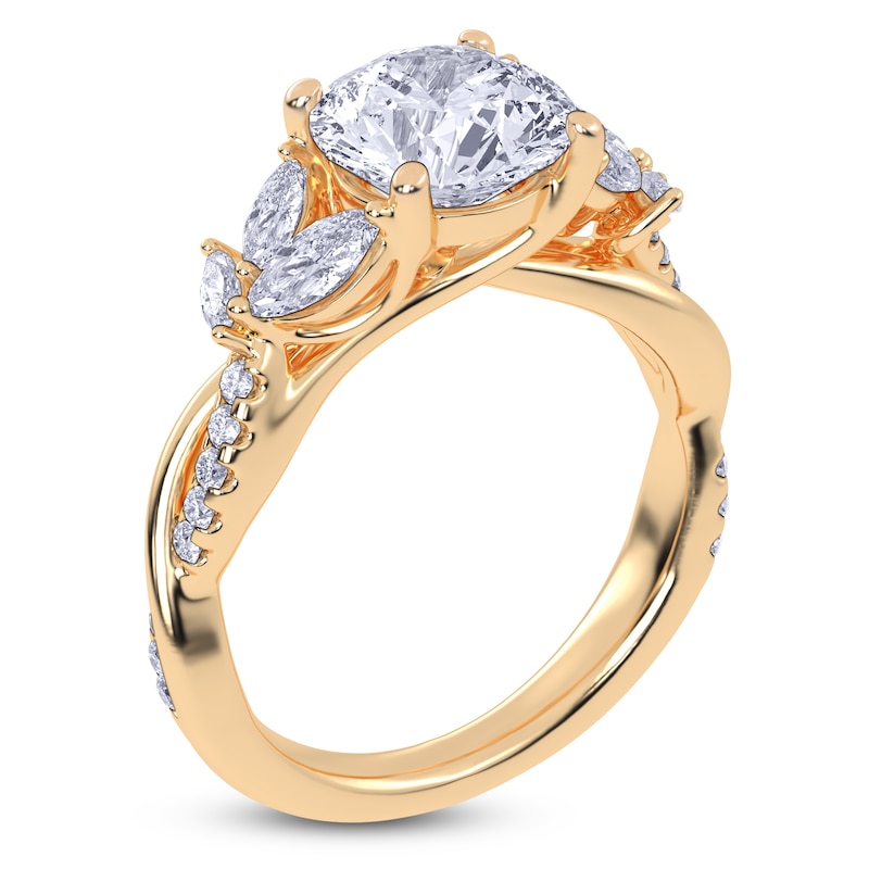Main Image 2 of Round-Cut Lab-Grown Diamond Floral Engagement Ring 2-1/2 ct tw 14K Yellow Gold