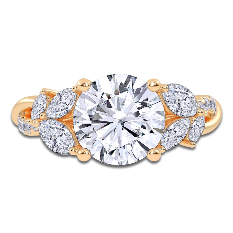 Main Image 3 of Round-Cut Lab-Grown Diamond Floral Engagement Ring 2-1/2 ct tw 14K Yellow Gold