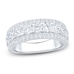 Lab-Grown Diamond Three-Row Anniversary Ring 1-3/4 ct tw 14K White Gold