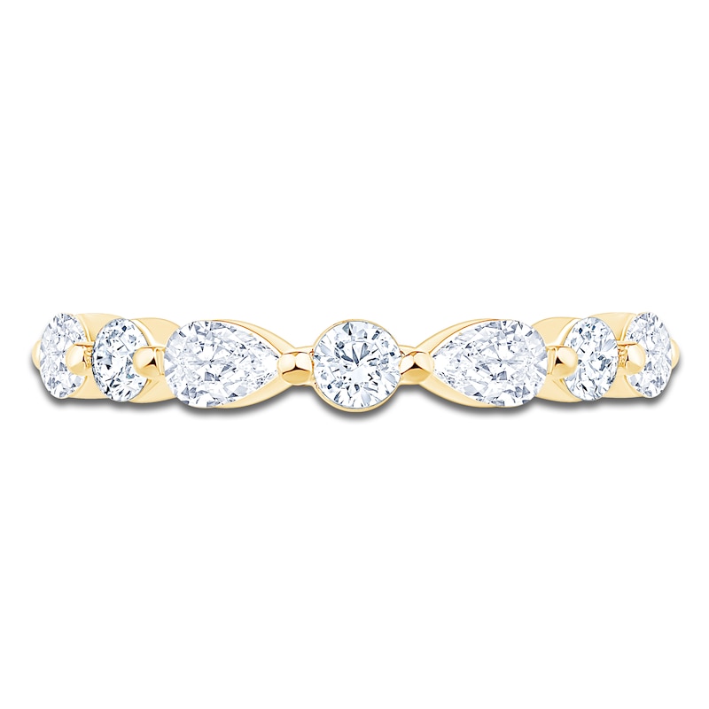 Main Image 3 of Certified Pear-Shaped & Round-Cut Diamond Anniversary Ring 1 ct tw 14K Yellow Gold