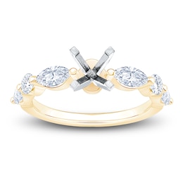 Marquise & Round-Cut Alternating Lab-Grown Diamond Engagement Ring Setting 5/8 ct tw 14K Yellow Gold