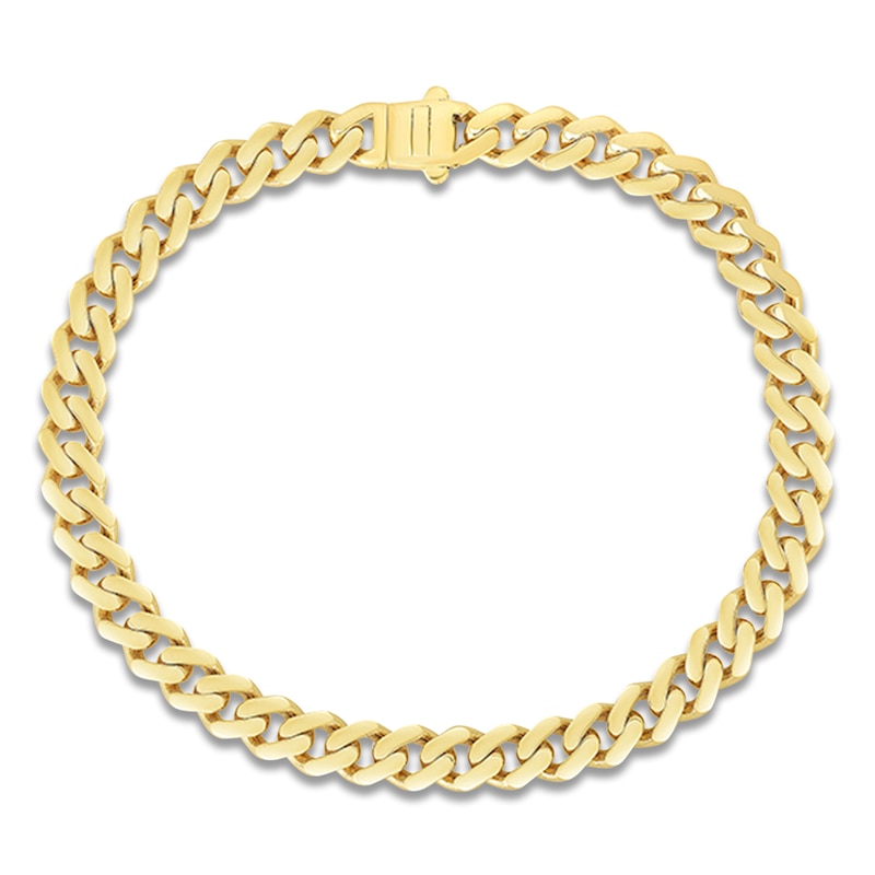 Main Image 1 of Miami Cuban Curb Chain Bracelet 11.3mm Semi-Solid 10K Yellow Gold 8.5"
