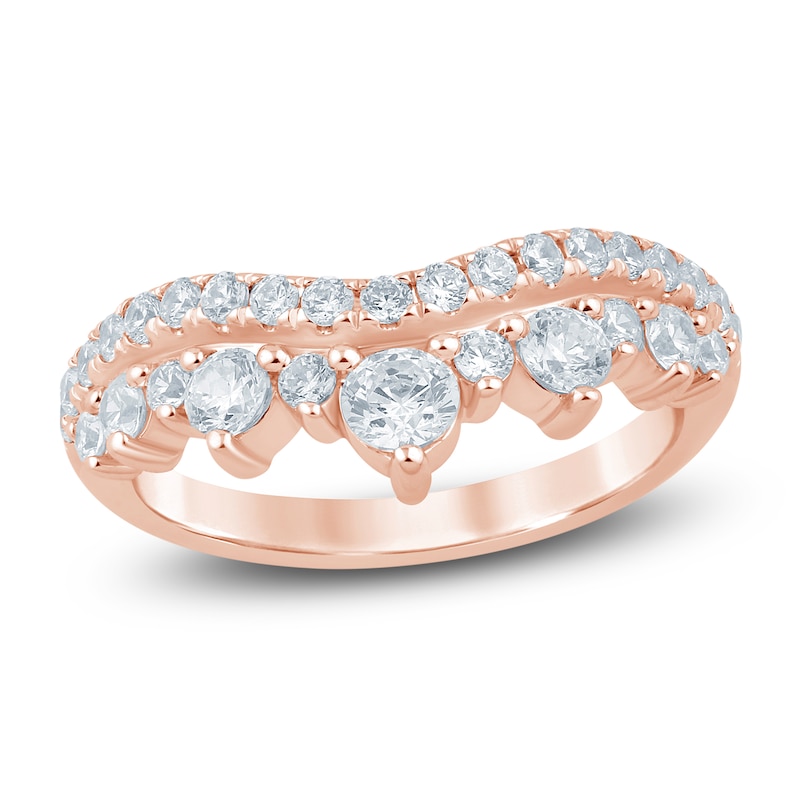 Main Image 1 of Lab-Grown Diamond Two-Row Contour Anniversary Ring 1 ct tw 14K Rose Gold