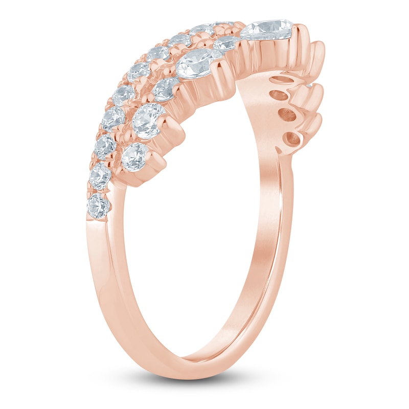 Main Image 2 of Lab-Grown Diamond Two-Row Contour Anniversary Ring 1 ct tw 14K Rose Gold