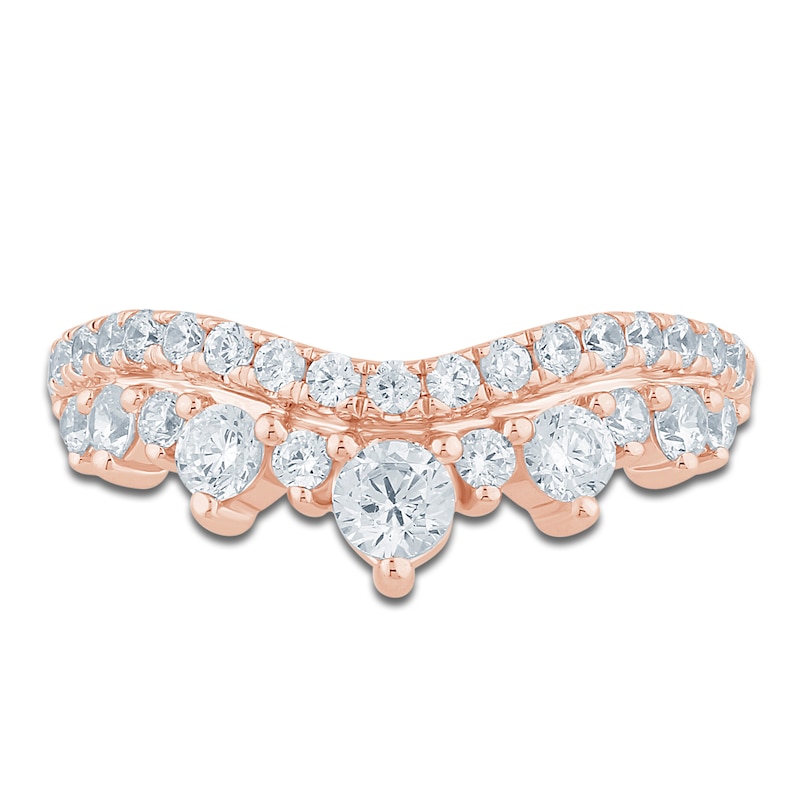 Main Image 3 of Lab-Grown Diamond Two-Row Contour Anniversary Ring 1 ct tw 14K Rose Gold