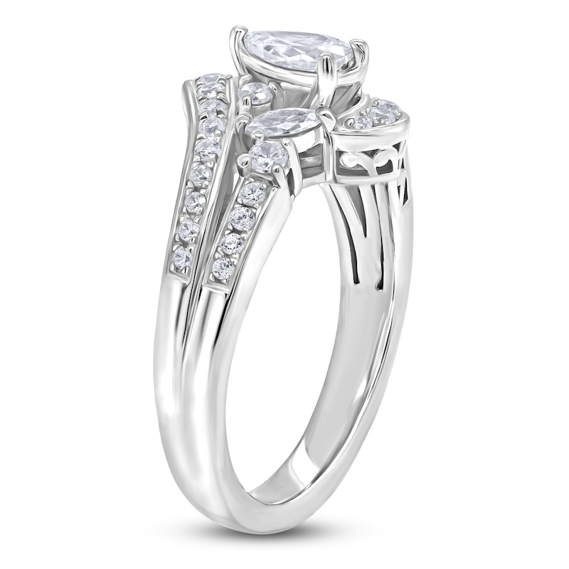 Main Image 2 of Brilliant Moments Pear-Shaped Diamond Bypass Engagement Ring 1 ct tw 14K White Gold