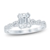 Thumbnail Image 1 of Certified Emerald-Cut Diamond Hidden Halo Twist Shank Engagement Ring 1-1/4 ct tw 14K White Gold