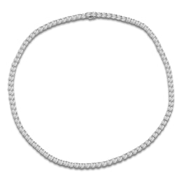 Men's White Lab-Created Sapphire 6mm Tennis Necklace Sterling Silver 24"