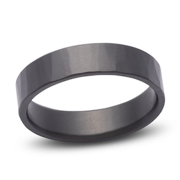 Men's Hammered Matte Wedding Band Black Zirconium 5mm