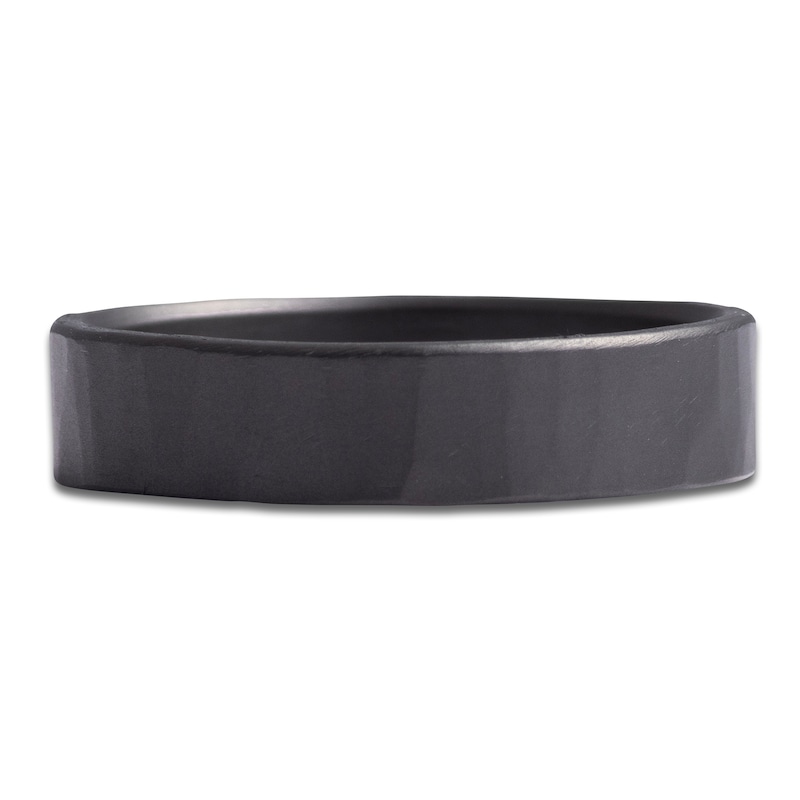 Main Image 3 of Men's Hammered Matte Wedding Band Black Zirconium 5mm