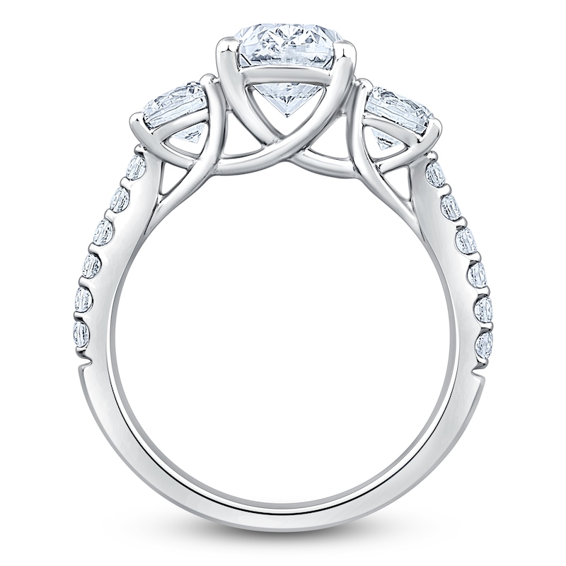 Main Image 2 of Oval & Round-Cut Lab-Grown Diamond Three-Stone Engagement Ring 3 ct tw 14K White Gold