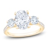 Thumbnail Image 1 of Oval & Round-Cut Lab-Grown Diamond Three-Stone Engagement Ring 3 ct tw 14K Yellow Gold