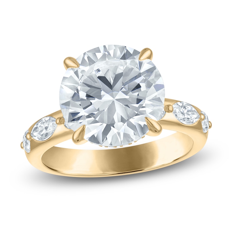 Main Image 1 of Round-Cut Lab-Grown Diamond Hidden Halo Engagement Ring 5-3/4 ct tw 14K Yellow Gold