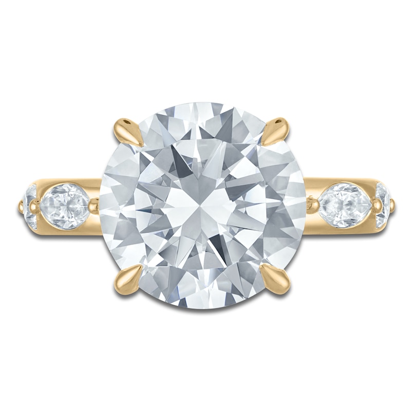 Main Image 3 of Round-Cut Lab-Grown Diamond Hidden Halo Engagement Ring 5-3/4 ct tw 14K Yellow Gold