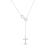Thumbnail Image 1 of Diamond Infinity Symbol & Cross Lariat Necklace 1/20 ct tw Sterling Silver 18"