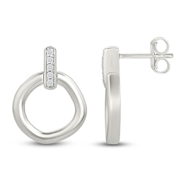 Diamond Freeform Circle Earrings 1/15 ct tw Sterling Silver