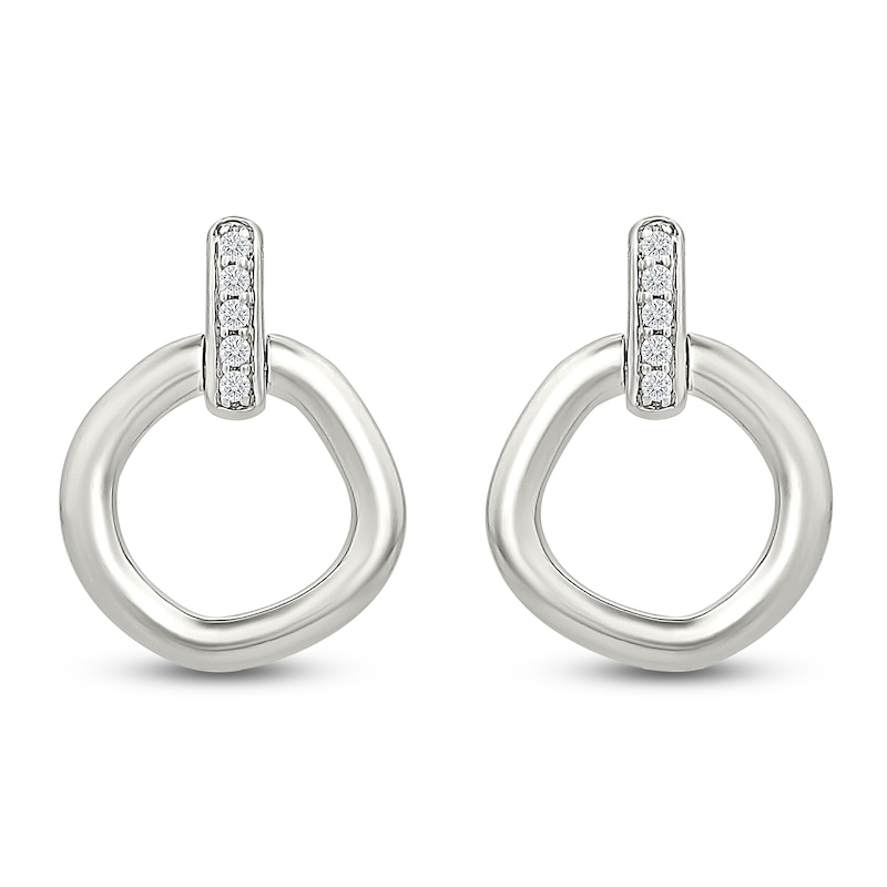 Main Image 3 of Diamond Freeform Circle Earrings 1/15 ct tw Sterling Silver