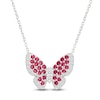 Thumbnail Image 1 of Lab-Created Ruby & White Lab-Created Sapphire Butterfly Necklace Sterling Silver 18"