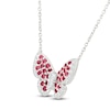 Thumbnail Image 2 of Lab-Created Ruby & White Lab-Created Sapphire Butterfly Necklace Sterling Silver 18"