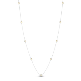 Natural Citrine Bezel-Set Station Necklace Sterling Silver 18"