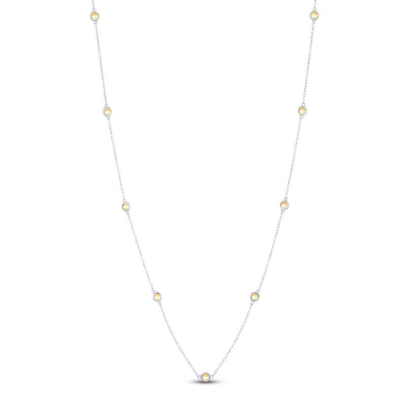 Main Image 1 of Natural Citrine Bezel-Set Station Necklace Sterling Silver 18"