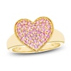 Thumbnail Image 1 of Pink Lab-Created Sapphire Pavé Heart Ring 10K Yellow Gold