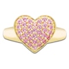 Thumbnail Image 3 of Pink Lab-Created Sapphire Pavé Heart Ring 10K Yellow Gold