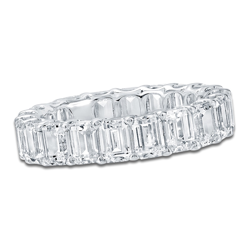 Main Image 1 of Certified Emerald-Cut Diamond Eternity Band 5-3/4 to 6-7/8 ct tw 14K White Gold