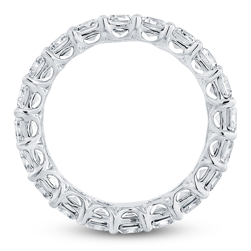 Main Image 2 of Certified Emerald-Cut Diamond Eternity Band 5-3/4 to 6-7/8 ct tw 14K White Gold