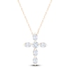 Thumbnail Image 1 of Jared Signature Collection Marquise & Round-Cut Lab-Grown Diamond Cross Necklace 1 ct tw 14K Yellow Gold 18"