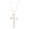 Thumbnail Image 2 of Jared Signature Collection Marquise & Round-Cut Lab-Grown Diamond Cross Necklace 1 ct tw 14K Yellow Gold 18"