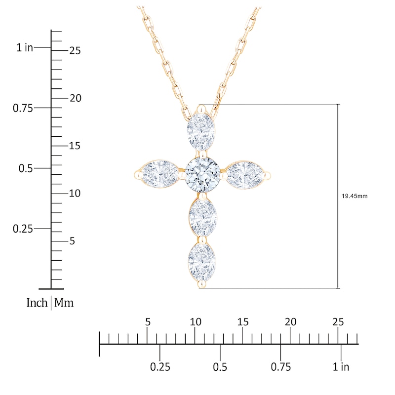 Main Image 6 of Jared Signature Collection Marquise & Round-Cut Lab-Grown Diamond Cross Necklace 1 ct tw 14K Yellow Gold 18"