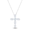 Thumbnail Image 1 of Jared Signature Collection Marquise & Round-Cut Lab-Grown Diamond Cross Necklace 1 ct tw 14K White Gold 18"