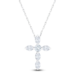 Jared Signature Collection Marquise & Round-Cut Lab-Grown Diamond Cross Necklace 1 ct tw 14K White Gold 18"