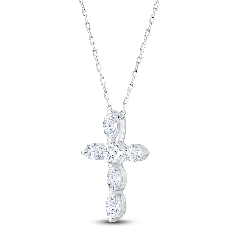 Main Image 2 of Jared Signature Collection Marquise & Round-Cut Lab-Grown Diamond Cross Necklace 1 ct tw 14K White Gold 18"