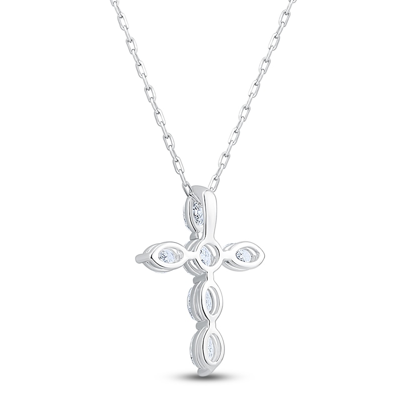 Main Image 3 of Jared Signature Collection Marquise & Round-Cut Lab-Grown Diamond Cross Necklace 1 ct tw 14K White Gold 18"