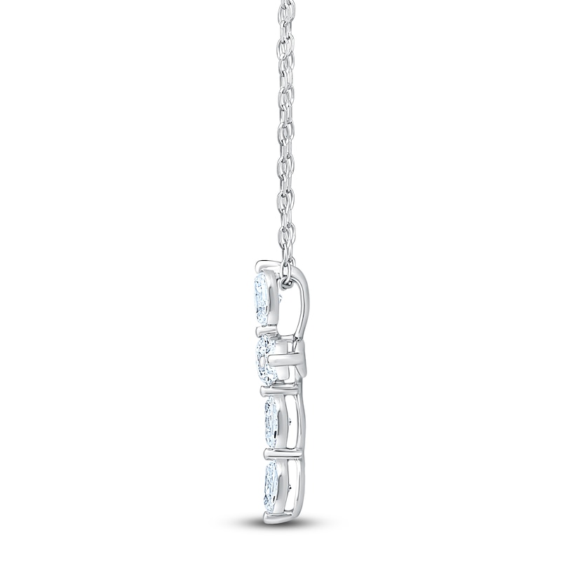 Main Image 4 of Jared Signature Collection Marquise & Round-Cut Lab-Grown Diamond Cross Necklace 1 ct tw 14K White Gold 18"