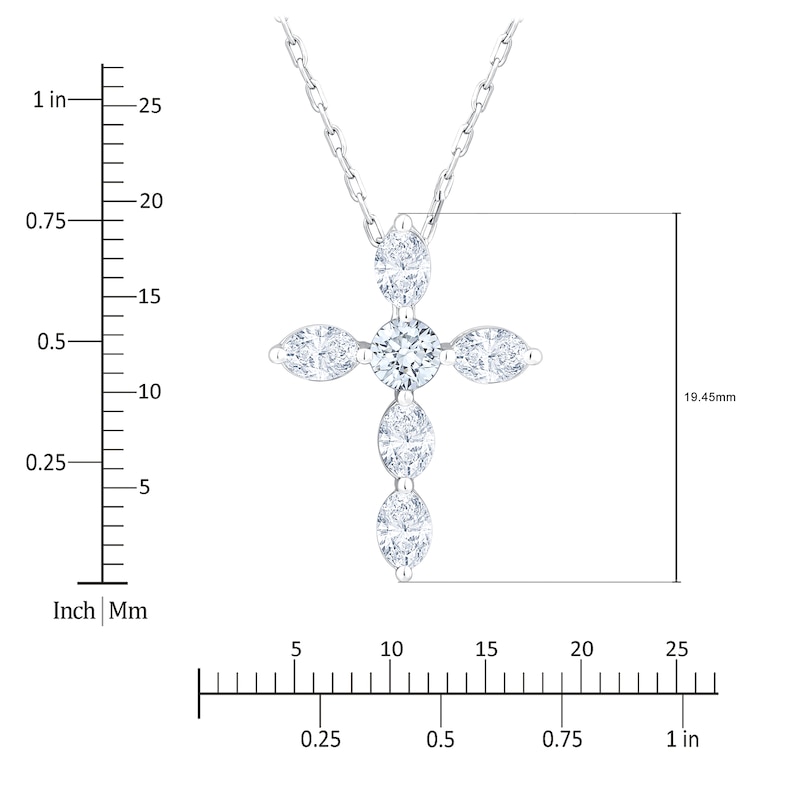 Main Image 6 of Jared Signature Collection Marquise & Round-Cut Lab-Grown Diamond Cross Necklace 1 ct tw 14K White Gold 18"