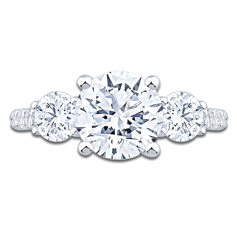 Main Image 3 of Round-Cut Lab-Grown Diamond Three-Stone Engagement Ring 3 ct tw 14K White Gold