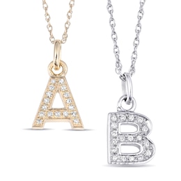 Diamond Block Initial Necklace (1 Initial)