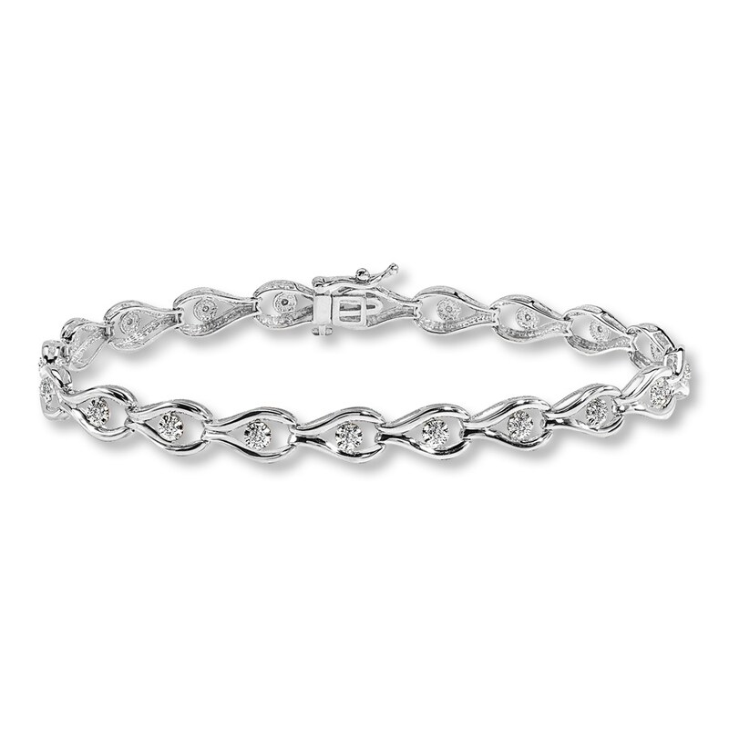 Main Image 1 of Diamond Bracelet 1/10 ct tw Round-cut 10K White Gold