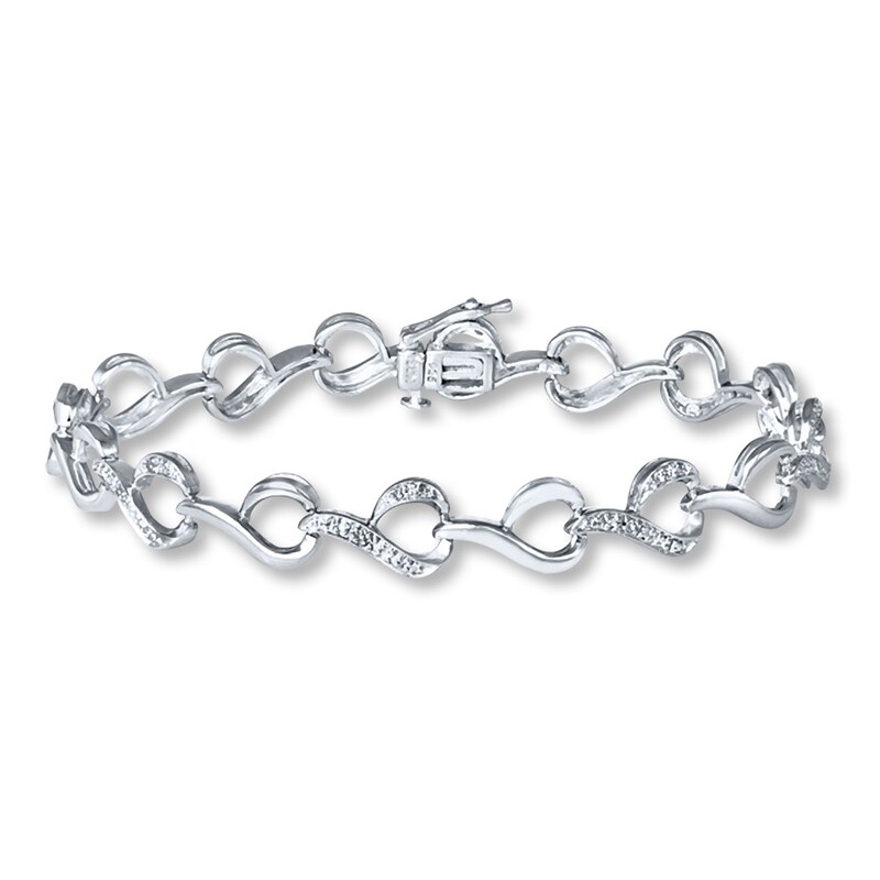 Sterling Silver Bracelet 1/10 ct tw Diamonds 7.25" Length