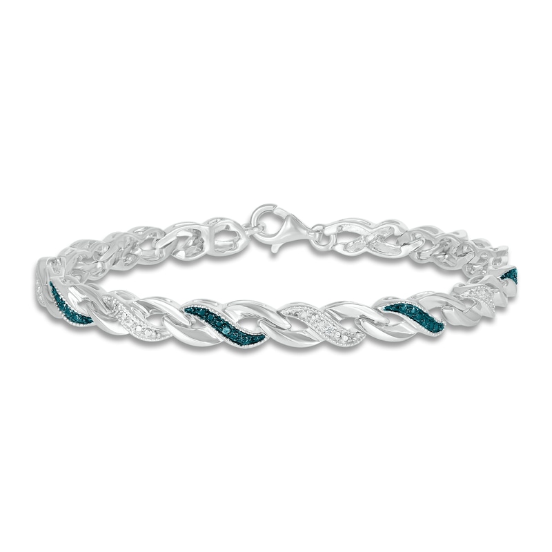 Blue & White Diamond Accented Bracelet Sterling Silver