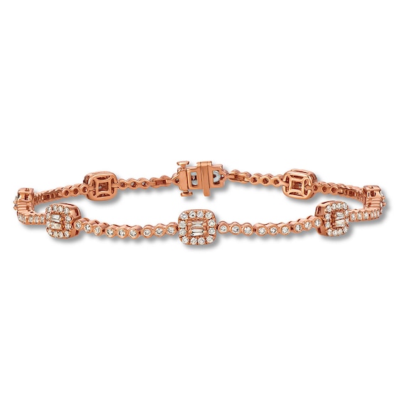 Le Vian Diamond Bracelet 1-1/2 ct tw Baguette/Round 14K Strawberry Gold