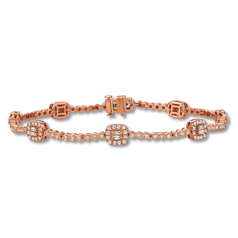 Main Image 1 of Le Vian Diamond Bracelet 1-1/2 ct tw Baguette/Round 14K Strawberry Gold