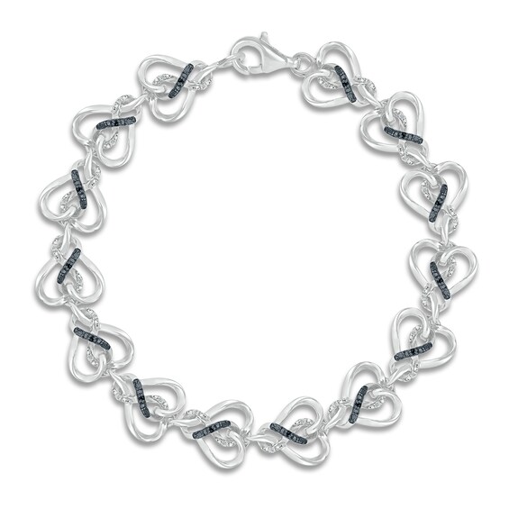 Black White Diamond Heart Bracelet 1 6 Ct Tw Sterling Silver Jared