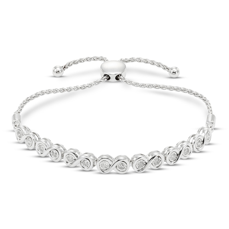 Main Image 1 of Diamond Bolo Bracelet 1/2 ct tw Round Sterling Silver